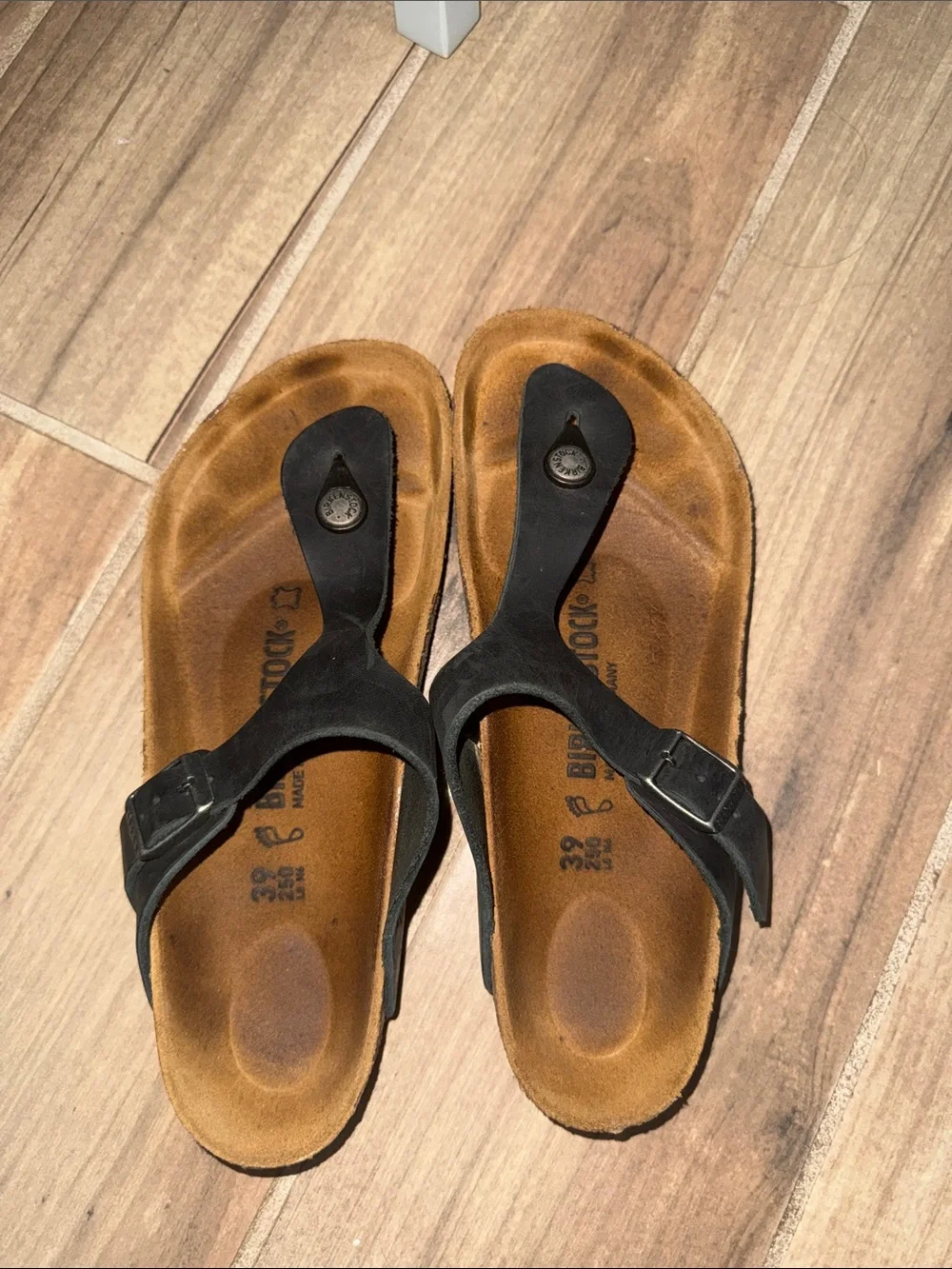 Birkenstock Black and Brown Gizeh-Style Contoured Sandals
